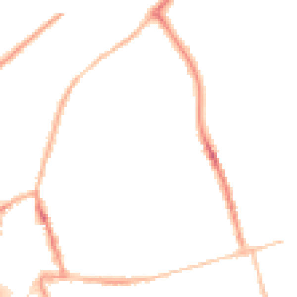 Night-time road noise heatmap for NN8 1EN