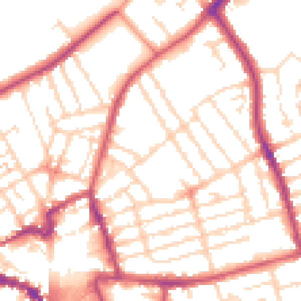 Daytime road noise heatmap for NN8 1ES
