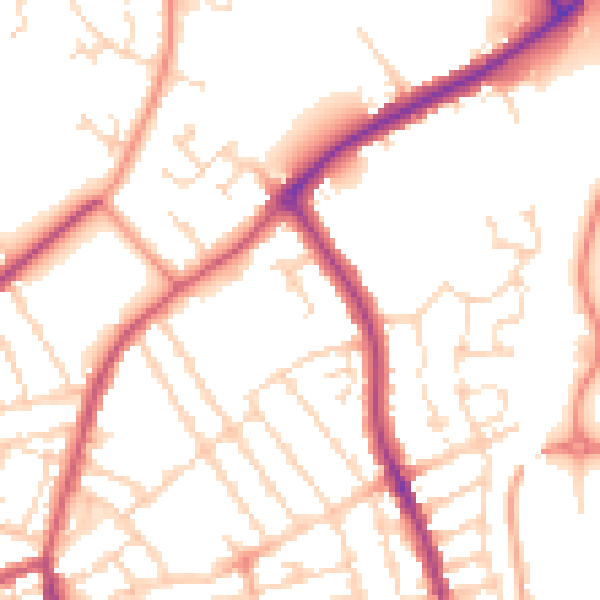 Daytime road noise heatmap for NN8 1FB