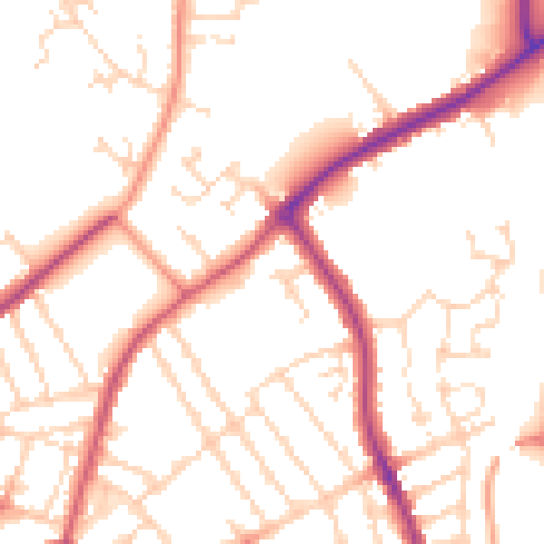 Daytime road noise heatmap for NN8 1FD