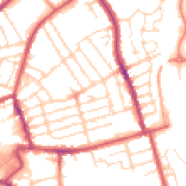 Daytime road noise heatmap for NN8 1JZ