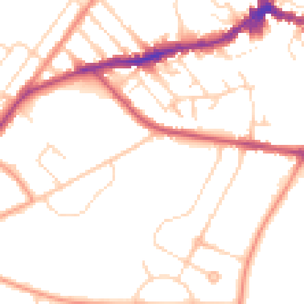 Daytime road noise heatmap for NN8 2AS
