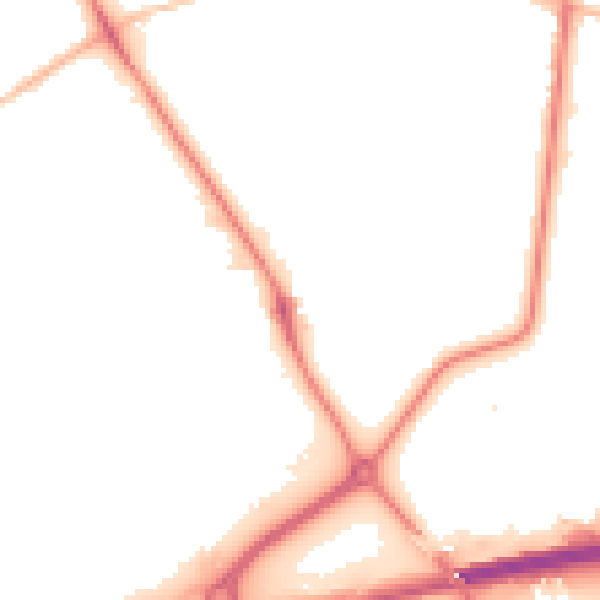 Night-time road noise heatmap for NN8 2DP
