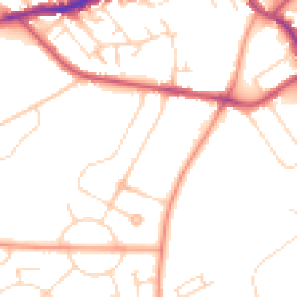 Daytime road noise heatmap for NN8 2JW