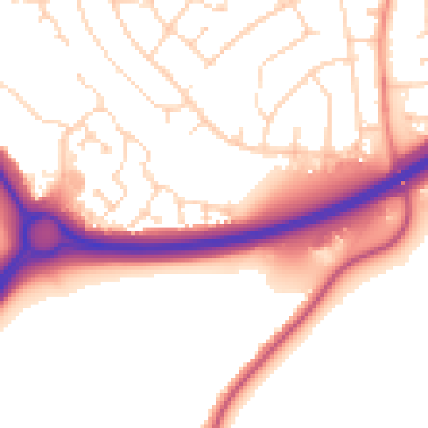 Daytime road noise heatmap for NN8 2NN
