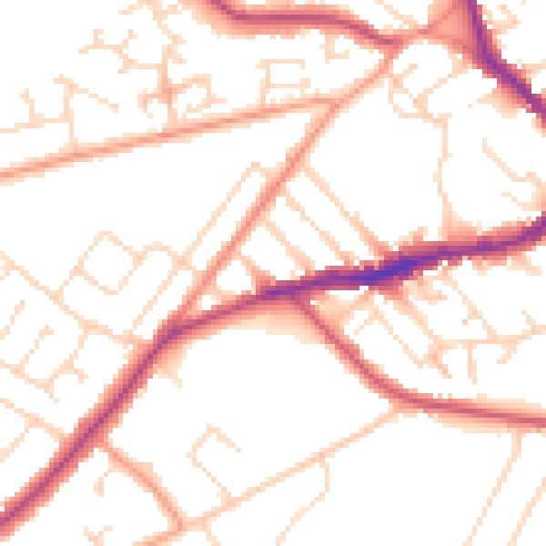 Daytime road noise heatmap for NN8 3FN