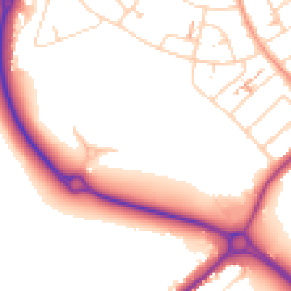Daytime road noise heatmap for NN8 3FX