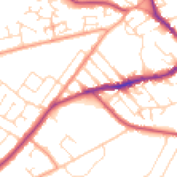 Daytime road noise heatmap for NN8 3HQ