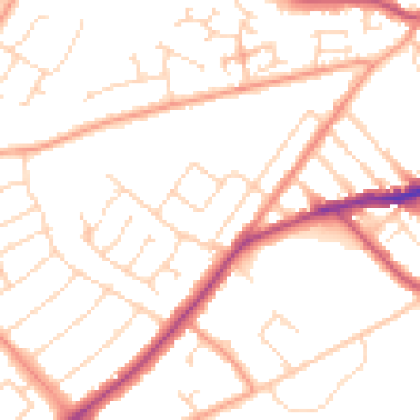 Daytime road noise heatmap for NN8 3JG