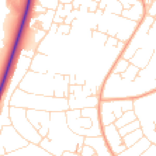 Daytime road noise heatmap for NN8 3SP