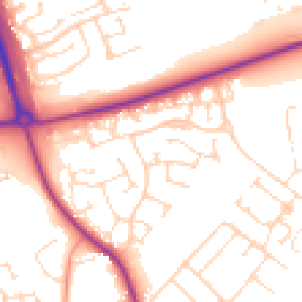 Daytime road noise heatmap for NN8 4HA