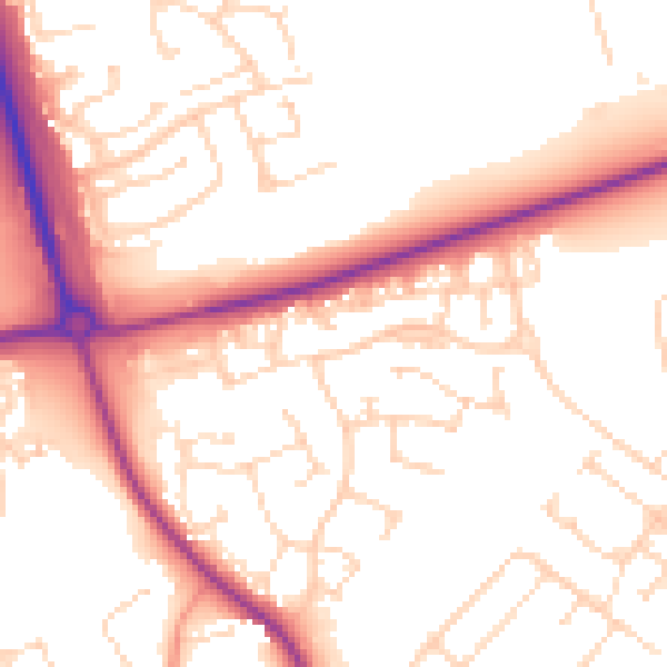 Daytime road noise heatmap for NN8 4JX