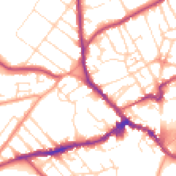 Daytime road noise heatmap for NN8 4LE