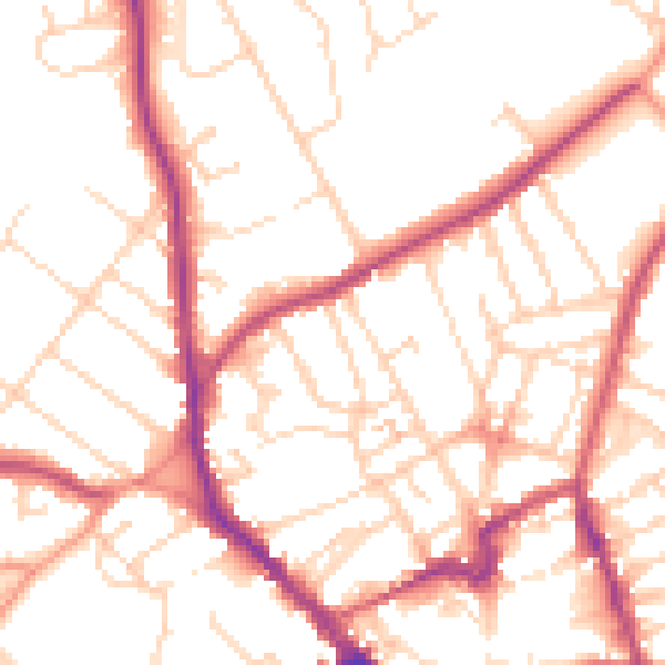 Daytime road noise heatmap for NN8 4QJ