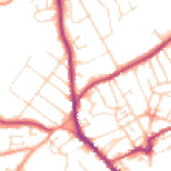 Daytime road noise heatmap for NN8 4QY