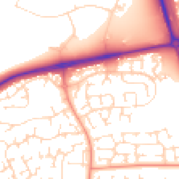 Daytime road noise heatmap for NN8 5UB