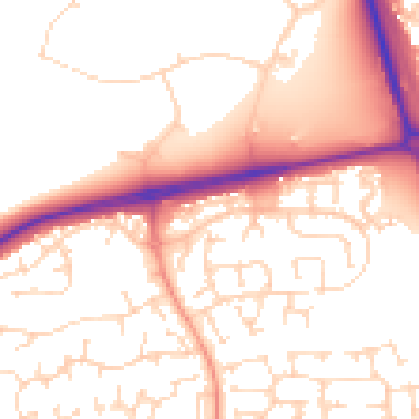 Daytime road noise heatmap for NN8 5ZA