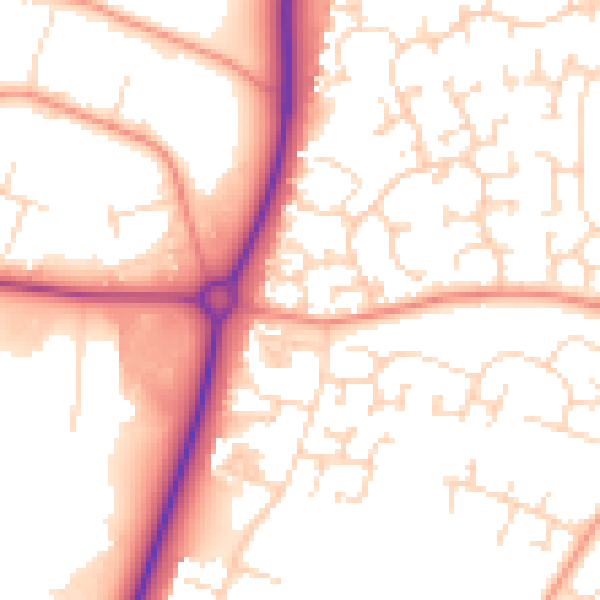 Daytime road noise heatmap for NN8 5ZN