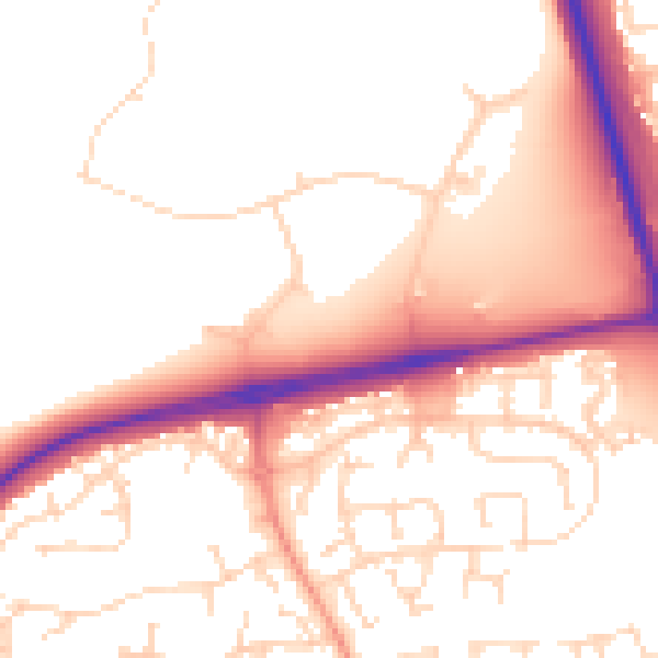 Daytime road noise heatmap for NN8 6BJ