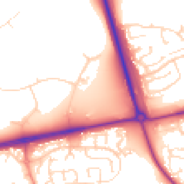 Daytime road noise heatmap for NN8 6DP