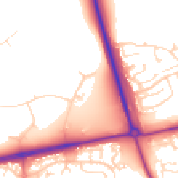 Daytime road noise heatmap for NN8 6DR