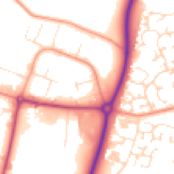 Daytime road noise heatmap for NN8 6QJ