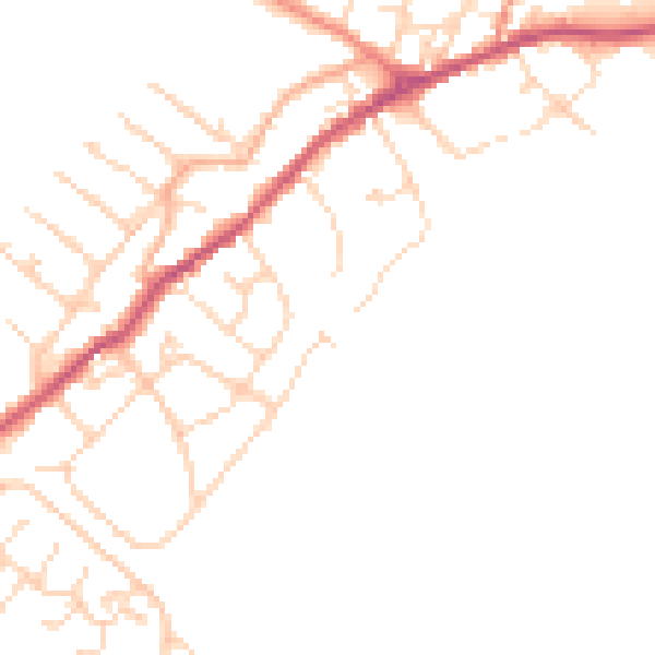 Daytime road noise heatmap for NN9 5AU