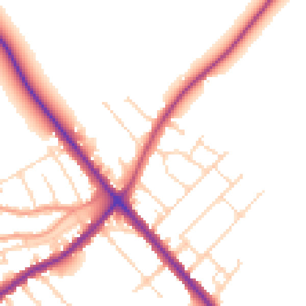 Daytime road noise heatmap for NN9 5DG
