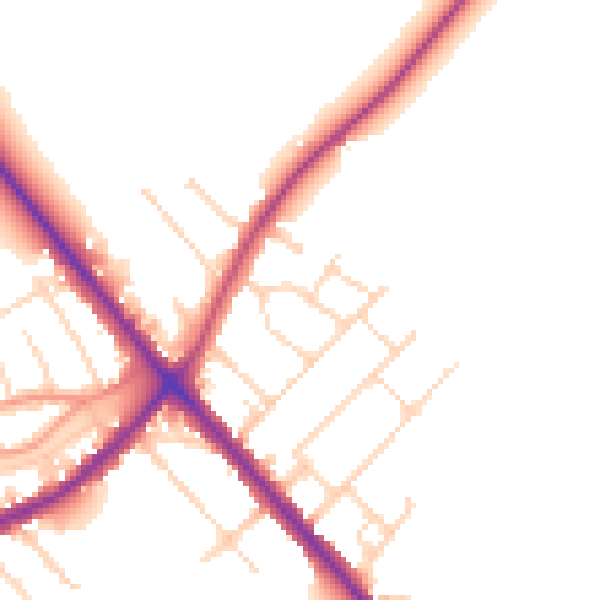 Daytime road noise heatmap for NN9 5DJ