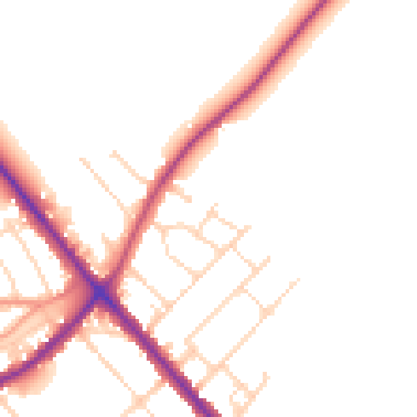 Daytime road noise heatmap for NN9 5DL