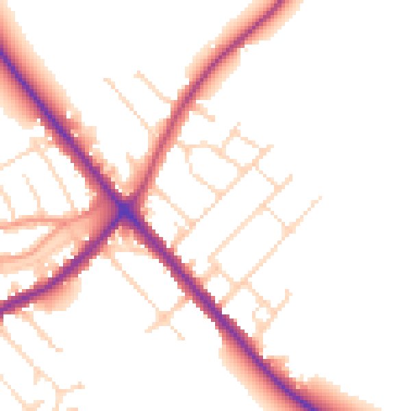 Daytime road noise heatmap for NN9 5EN