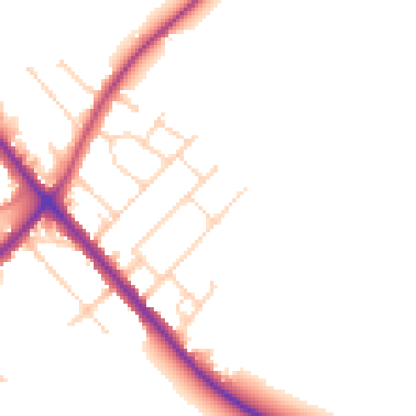 Daytime road noise heatmap for NN9 5EY