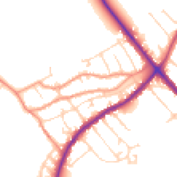 Daytime road noise heatmap for NN9 5JN