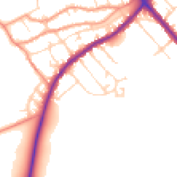 Daytime road noise heatmap for NN9 5LR