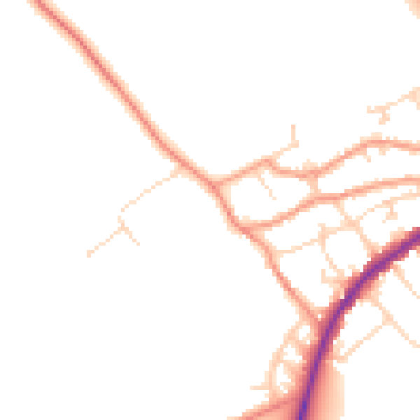 Daytime road noise heatmap for NN9 5NR