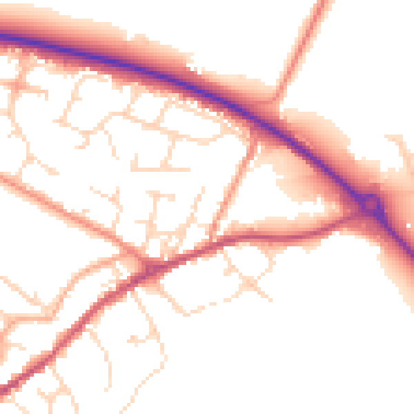 Daytime road noise heatmap for NN9 5QA