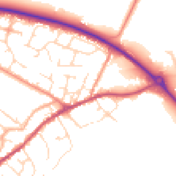 Daytime road noise heatmap for NN9 5QB