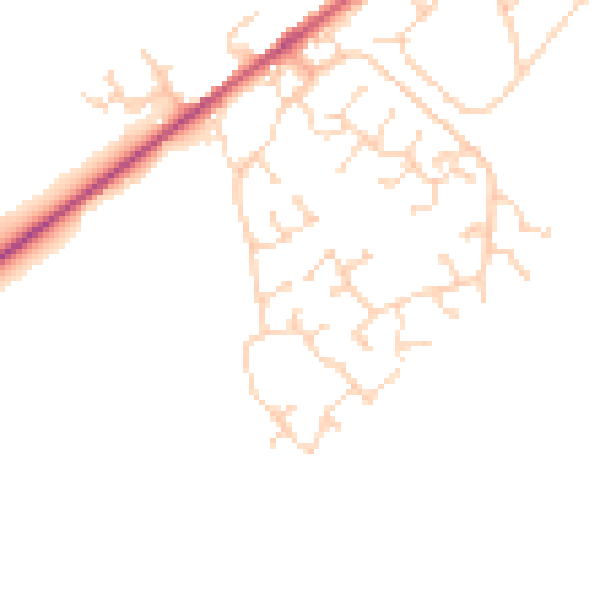 Daytime road noise heatmap for NN9 5RR