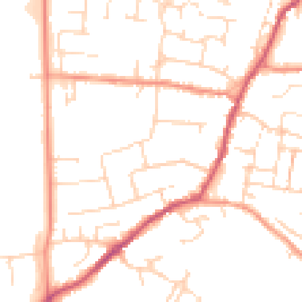 Daytime road noise heatmap for NN9 6BY