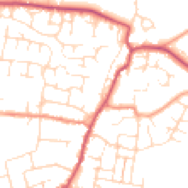 Daytime road noise heatmap for NN9 6JJ