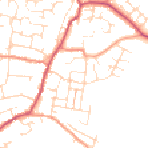 Daytime road noise heatmap for NN9 6NW