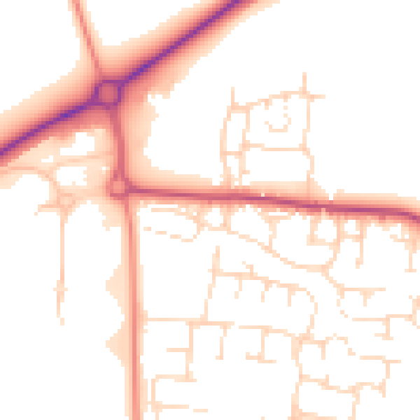 Daytime road noise heatmap for NN9 6SA