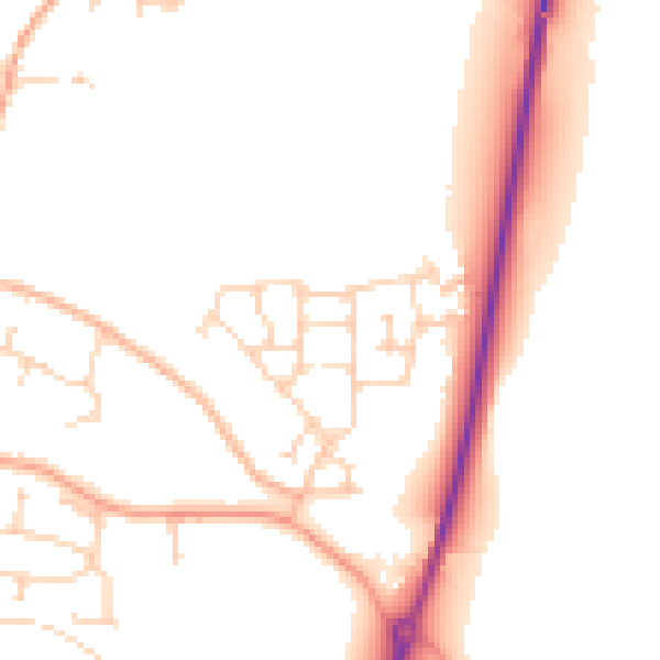 Daytime road noise heatmap for NR11 6FT
