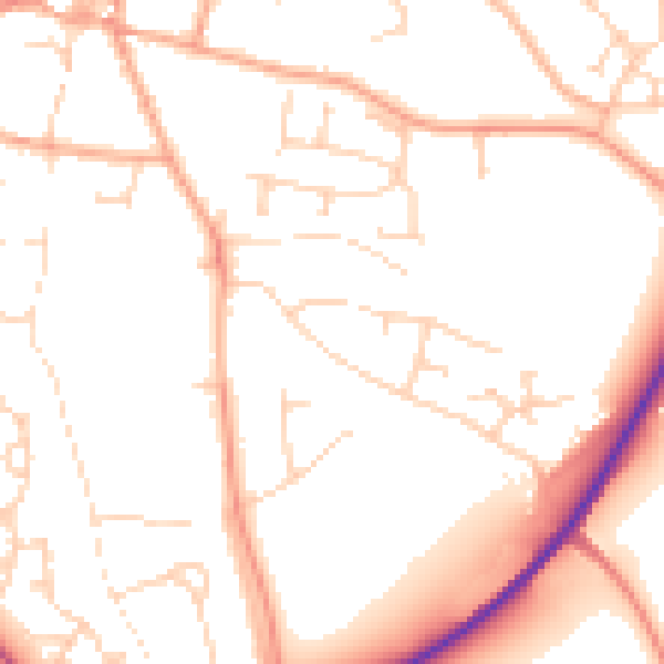 Daytime road noise heatmap for NR11 6JD
