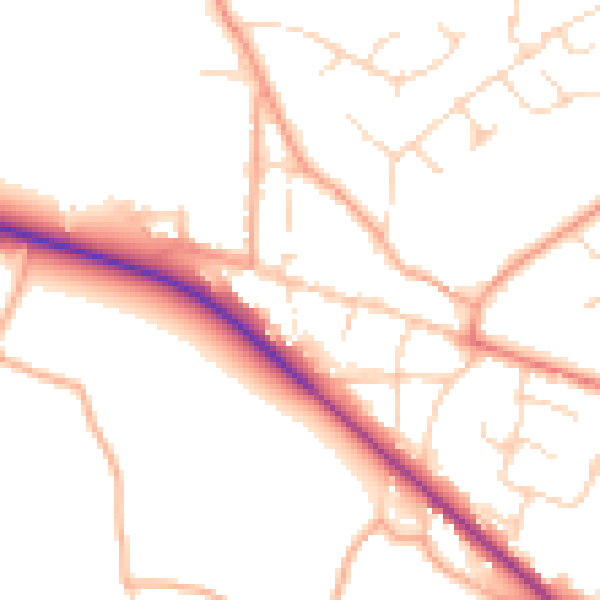 Daytime road noise heatmap for NR12 9AL