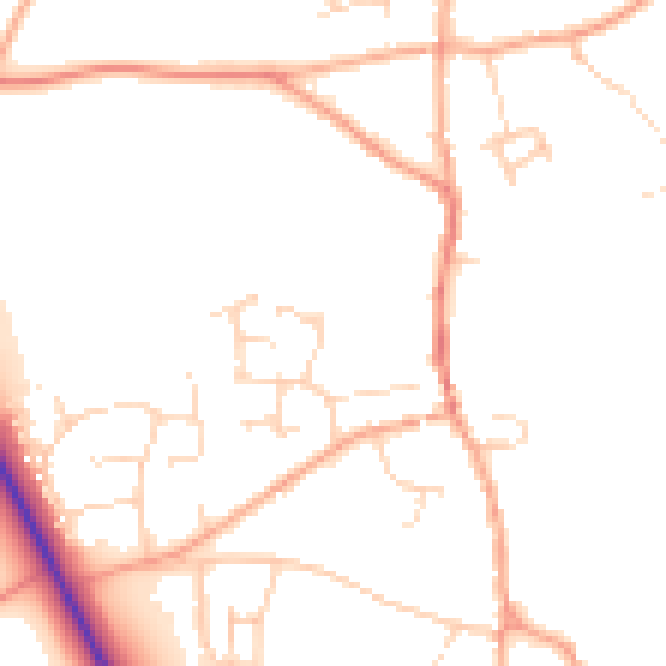 Daytime road noise heatmap for NR14 6UZ