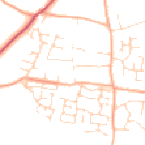 Daytime road noise heatmap for NR14 8BS