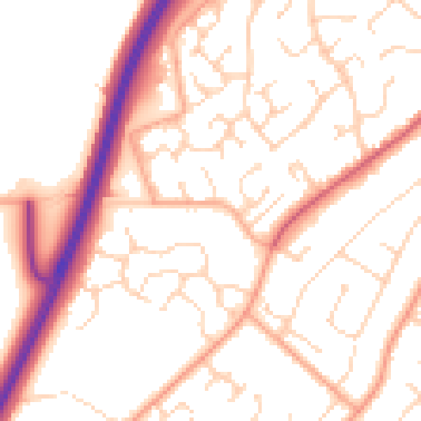 Daytime road noise heatmap for NR17 1AA