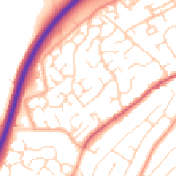 Daytime road noise heatmap for NR17 1QN
