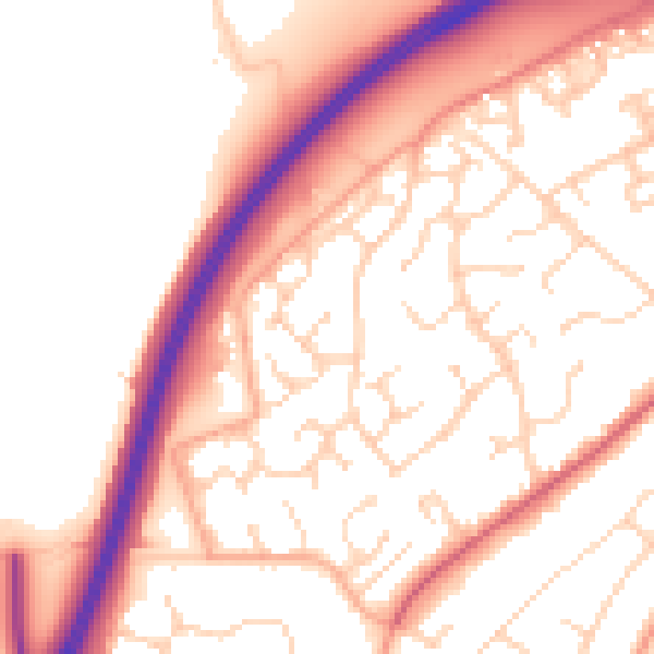 Daytime road noise heatmap for NR17 1QS